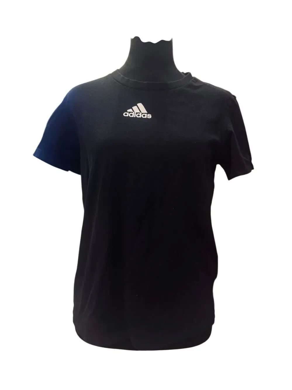 Adidas Black Cotton Logo T-Shirt Women’s Small Regular Fit Crew Neck Athletic Te
